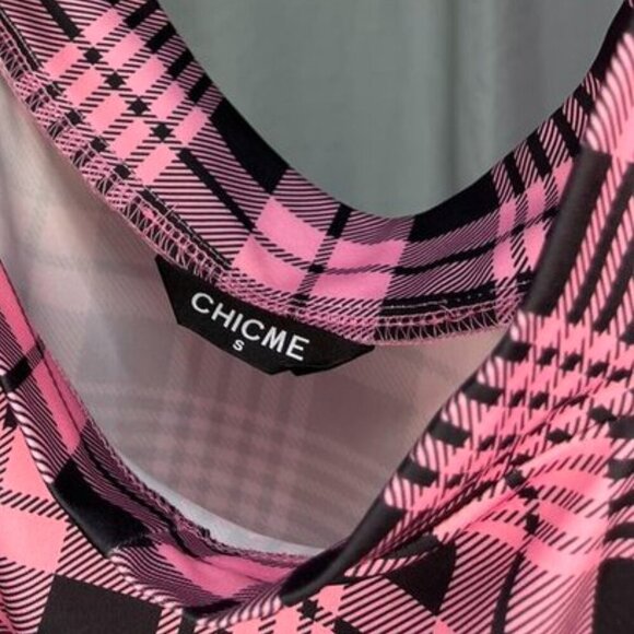 ChicMe Pink Plaid Bodycon Ruffle Hem Dress – Size S – NWOT - Picture 4 of 6